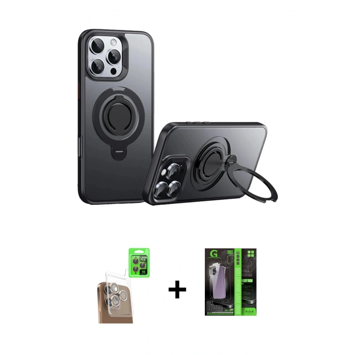 MARSİLYAN™- iPhone 16 Pro Max Kılıf Zirve Çizgi Prime - Şeffaf 360 Full Body Arka Koruyucu + Raze Metal Kamera Lens - CLTM