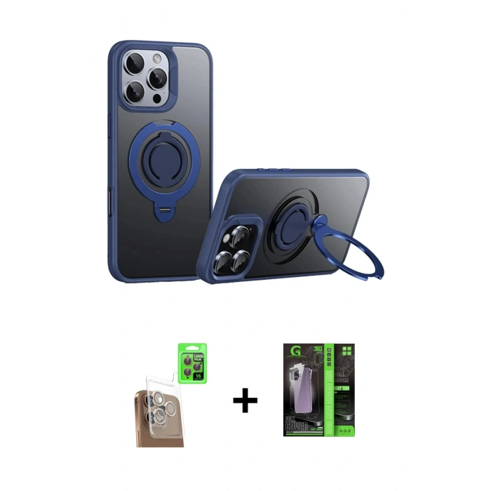 MARSİLYAN™- iPhone 16 Pro Max Kılıf Zirve Çizgi Prime - Şeffaf 360 Full Body Arka Koruyucu + Raze Metal Kamera Lens - CLTM