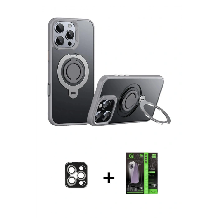 MARSİLYAN™- iPhone 16 Pro Max Kılıf Zirve Çizgi Prime - Şeffaf 360 Full Body Arka Koruyucu + PVD Metal Kamera Lens - GS