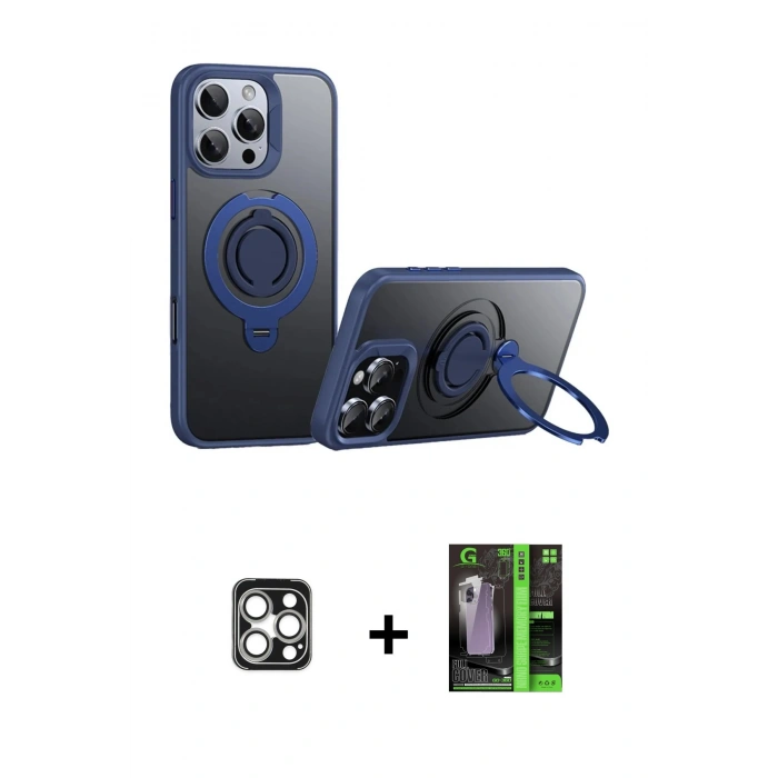 MARSİLYAN™- iPhone 16 Pro Max Kılıf Zirve Çizgi Prime - Şeffaf 360 Full Body Arka Koruyucu + PVD Metal Kamera Lens - GS