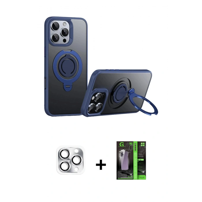 MARSİLYAN™- iPhone 16 Pro Max Kılıf Zirve Çizgi Prime - Şeffaf 360 Full Body Arka Koruyucu + Pers Alüminyum Kamera Lens - GS