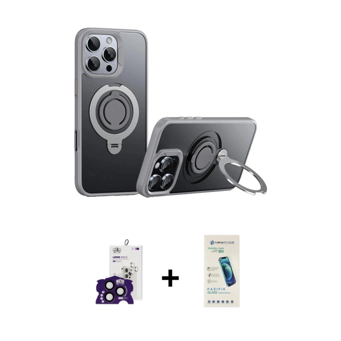 MARSİLYAN™- iPhone 16 Pro Max Kılıf Zirve Çizgi Prime - Şeffaf Pasifik Cam Ekran Koruyucu + Bilvis Titan Kamera Lens - SH