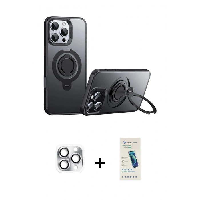 MARSİLYAN™- iPhone 16 Pro Max Kılıf Zirve Çizgi Prime - Şeffaf Pasifik Cam Ekran Koruyucu + Pers Alüminyum Kamera Lens - GS