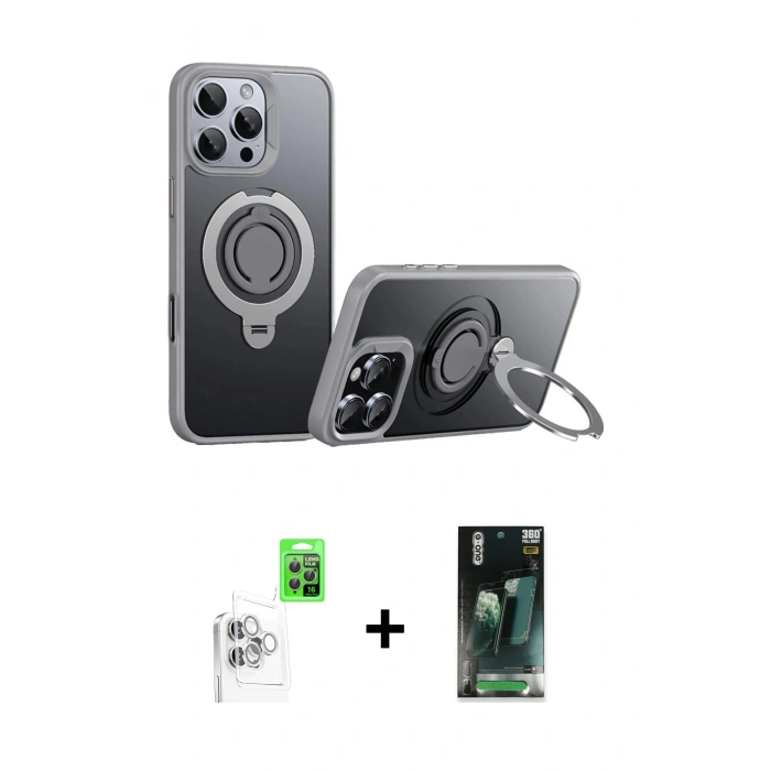 MARSİLYAN™- iPhone 16 Pro Max Kılıf Zirve Çizgi Prime - Siyah 360 Mat Full Body Arka Koruyucu + Raze Metal Kamera Lens - BZ