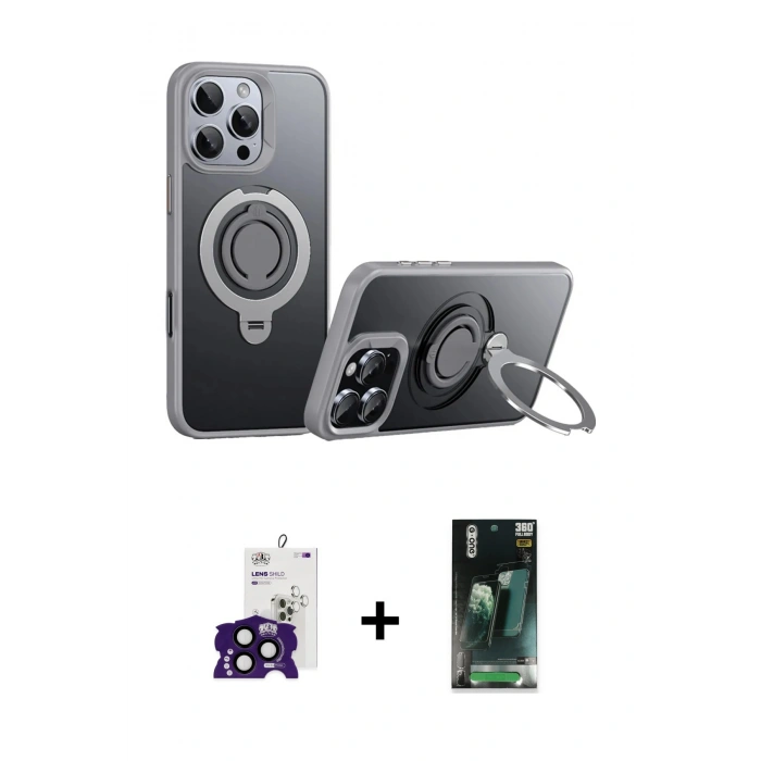 MARSİLYAN™- iPhone 16 Pro Max Kılıf Zirve Çizgi Prime - Siyah 360 Mat Full Body Arka Koruyucu + Bilvis Titan Kamera Lens - SH