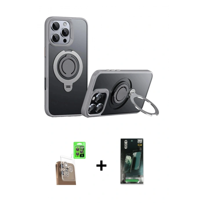 MARSİLYAN™- iPhone 16 Pro Max Kılıf Zirve Çizgi Prime - Siyah 360 Mat Full Body Arka Koruyucu + Raze Metal Kamera Lens - CLTM