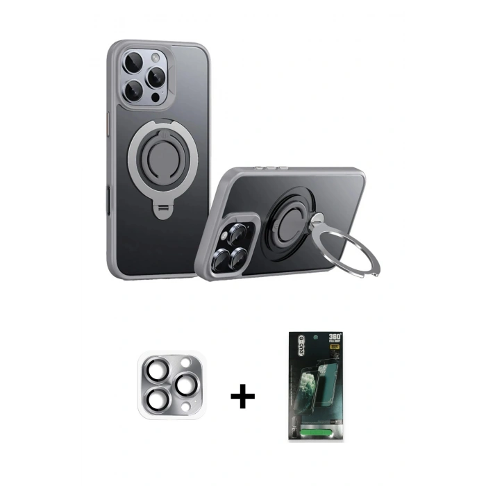 MARSİLYAN™- iPhone 16 Pro Max Kılıf Zirve Çizgi Prime - Siyah 360 Mat Full Body Arka Koruyucu + Pers Alüminyum Kamera Lens - GI