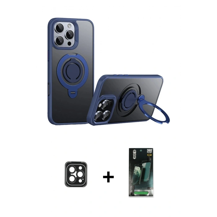 MARSİLYAN™- iPhone 16 Pro Max Kılıf Zirve Çizgi Prime - Siyah 360 Mat Full Body Arka Koruyucu + PVD Metal Kamera Lens - SH
