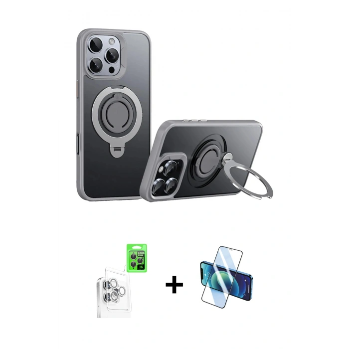 MARSİLYAN™- iPhone 16 Pro Max Kılıf Zirve Çizgi Prime - Siyah 3D Antistatik Cam Ekran Koruyucu + Raze Metal Kamera Lens - BZ