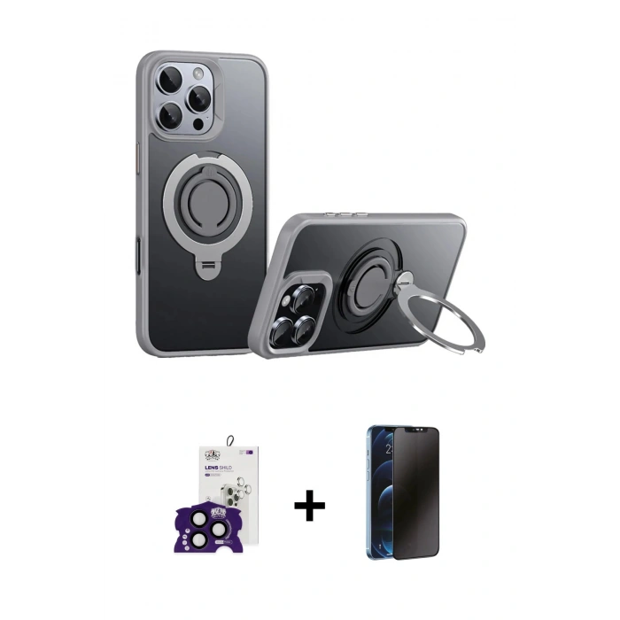 MARSİLYAN™- iPhone 16 Pro Max Kılıf Zirve Çizgi Prime - Siyah 3D Antistatik Hayalet Cam Ekran Koruyucu + Bilvis Titan Kamera Lens - SH