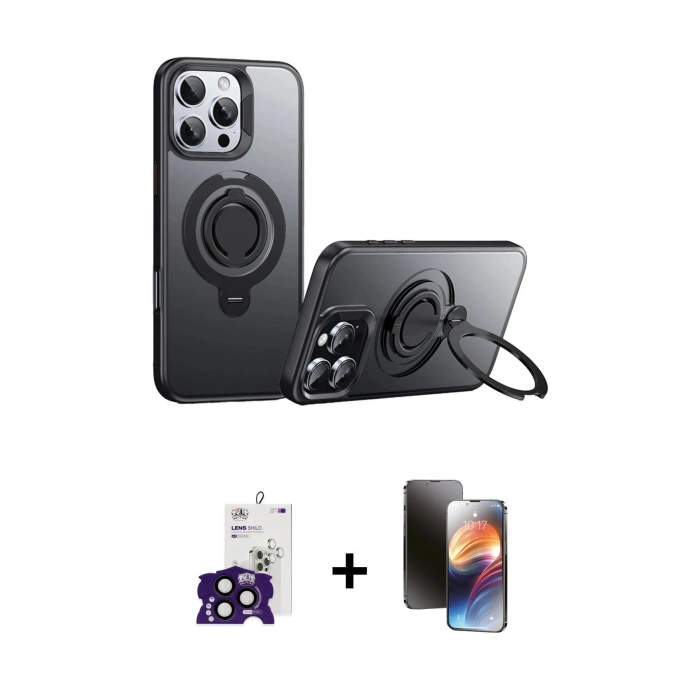 MARSİLYAN™- iPhone 16 Pro Max Kılıf Zirve Çizgi Prime - Siyah 3D Antistatik Mat Seramik Nano Ekran Koruyucu + Bilvis Titan Kamera Lens - SH
