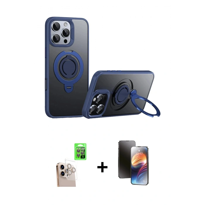 MARSİLYAN™- iPhone 16 Pro Max Kılıf Zirve Çizgi Prime - Siyah 3D Antistatik Mat Seramik Nano Ekran Koruyucu + Raze Metal Kamera Lens - NLGY