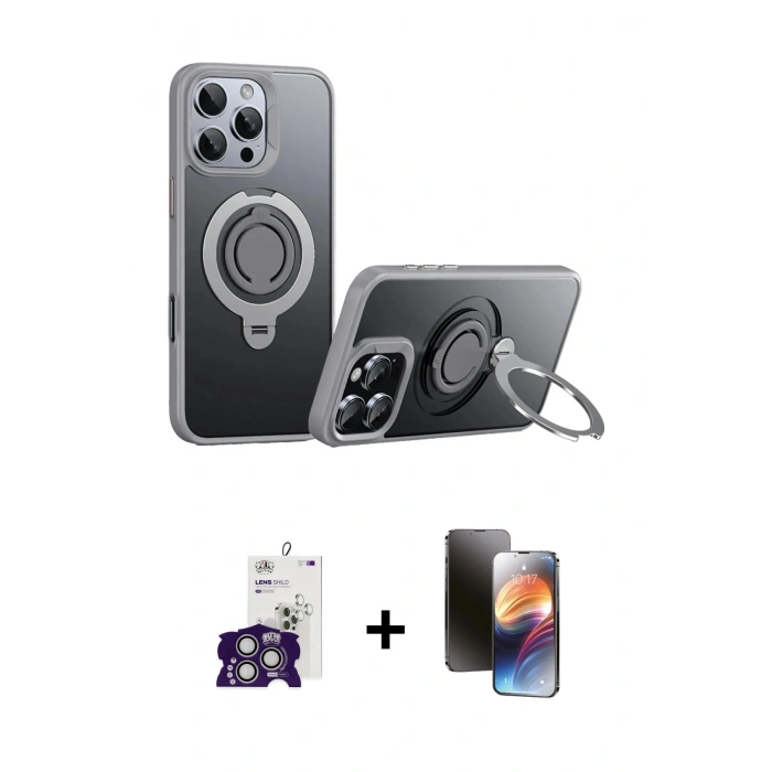 MARSİLYAN™- iPhone 16 Pro Max Kılıf Zirve Çizgi Prime - Siyah 3D Antistatik Mat Seramik Nano Ekran Koruyucu + Bilvis Titan Kamera Lens - GS