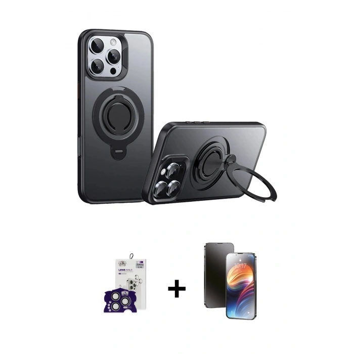 MARSİLYAN™- iPhone 16 Pro Max Kılıf Zirve Çizgi Prime - Siyah 3D Antistatik Mat Seramik Nano Ekran Koruyucu + Bilvis Titan Kamera Lens - TMGI