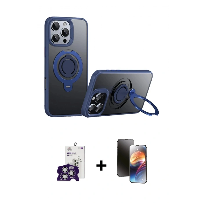 MARSİLYAN™- iPhone 16 Pro Max Kılıf Zirve Çizgi Prime - Siyah 3D Antistatik Mat Seramik Nano Ekran Koruyucu + Bilvis Titan Kamera Lens - GS