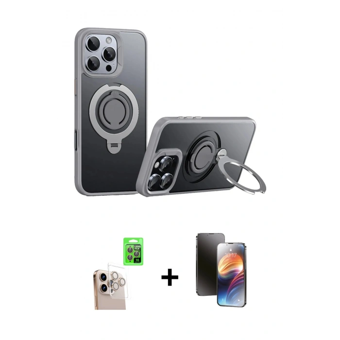 MARSİLYAN™- iPhone 16 Pro Max Kılıf Zirve Çizgi Prime - Siyah 3D Antistatik Mat Seramik Nano Ekran Koruyucu + Raze Metal Kamera Lens - NLGY