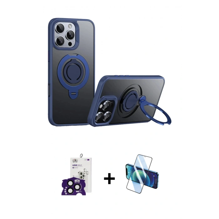 MARSİLYAN™- iPhone 16 Pro Max Kılıf Zirve Çizgi Prime - Siyah 3D Antistatik Seramik Nano Ekran Koruyucu + Bilvis Titan Kamera Lens - SH
