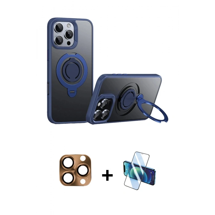MARSİLYAN™- iPhone 16 Pro Max Kılıf Zirve Çizgi Prime - Siyah 3D Antistatik Seramik Nano Ekran Koruyucu + Pers Alüminyum Kamera Lens - CLTM