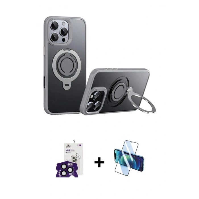 MARSİLYAN™- iPhone 16 Pro Max Kılıf Zirve Çizgi Prime - Siyah 3D Antistatik Seramik Nano Ekran Koruyucu + Bilvis Titan Kamera Lens - SH