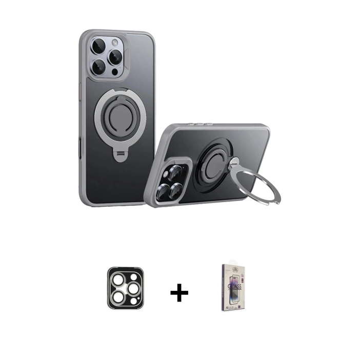 MARSİLYAN™- iPhone 16 Pro Max Kılıf Zirve Çizgi Prime - Siyah Bilvis 3D Cam Ekran Koruyucu + PVD Metal Kamera Lens - GS