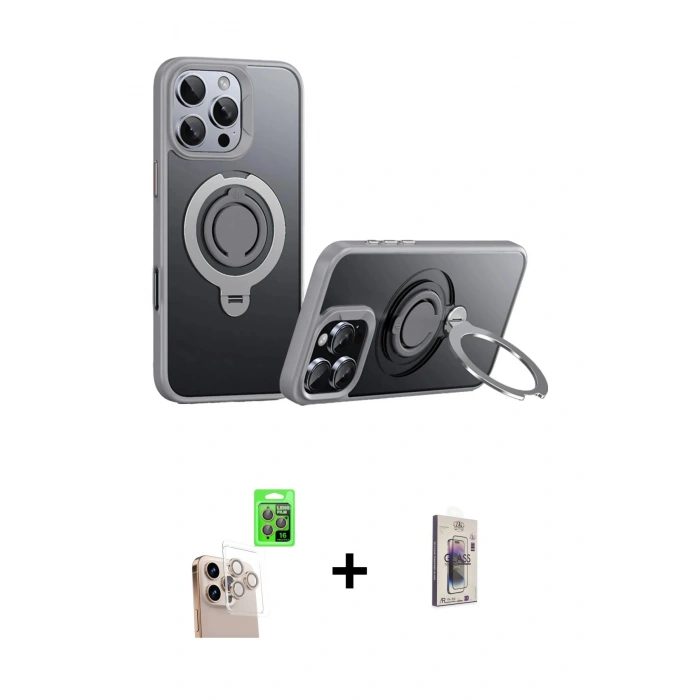 MARSİLYAN™- iPhone 16 Pro Max Kılıf Zirve Çizgi Prime - Siyah Bilvis 3D Cam Ekran Koruyucu + Raze Metal Kamera Lens - NLGY