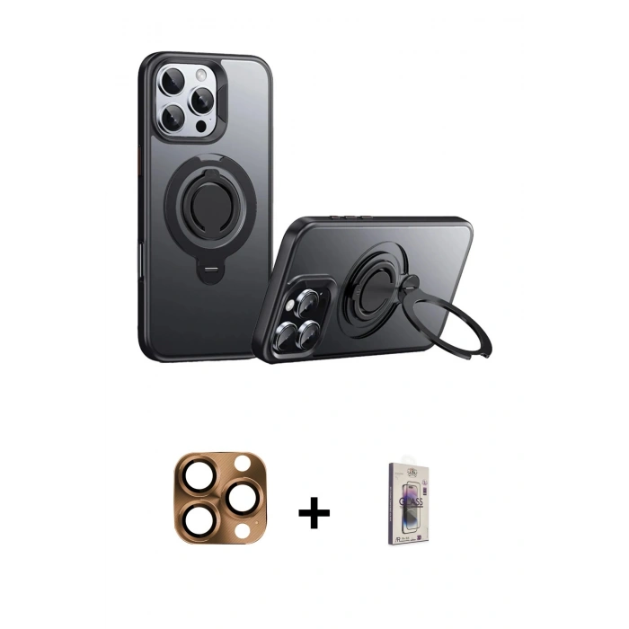 MARSİLYAN™- iPhone 16 Pro Max Kılıf Zirve Çizgi Prime - Siyah Bilvis 3D Cam Ekran Koruyucu + Pers Alüminyum Kamera Lens - CLTM