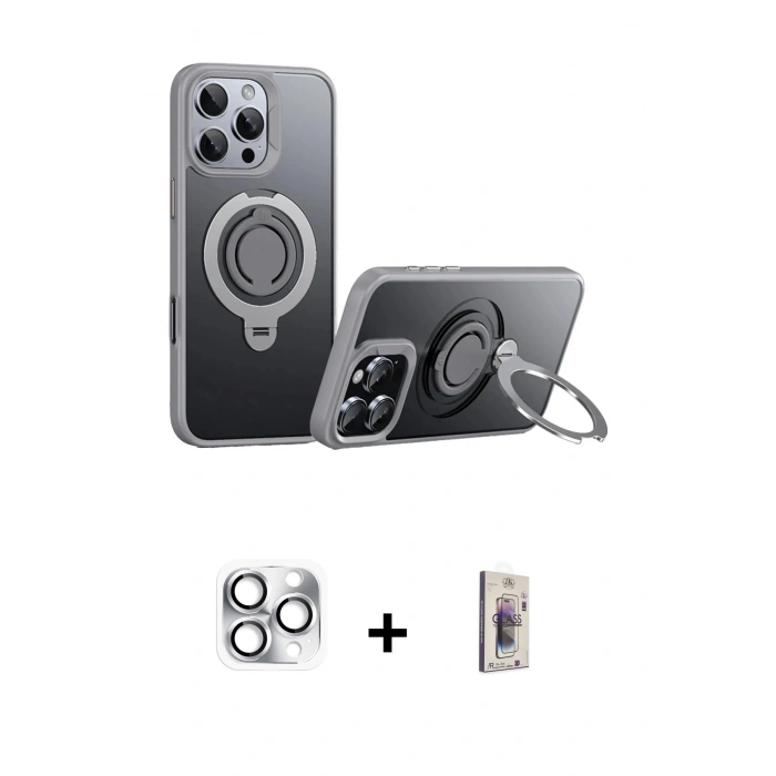 MARSİLYAN™- iPhone 16 Pro Max Kılıf Zirve Çizgi Prime - Siyah Bilvis 3D Cam Ekran Koruyucu + Pers Alüminyum Kamera Lens - GS