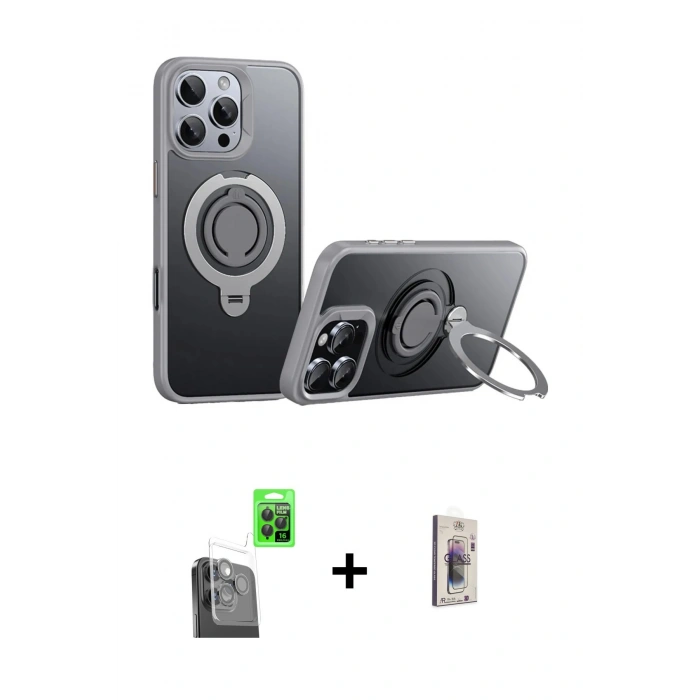 MARSİLYAN™- iPhone 16 Pro Max Kılıf Zirve Çizgi Prime - Siyah Bilvis 3D Cam Ekran Koruyucu + Raze Metal Kamera Lens - SH