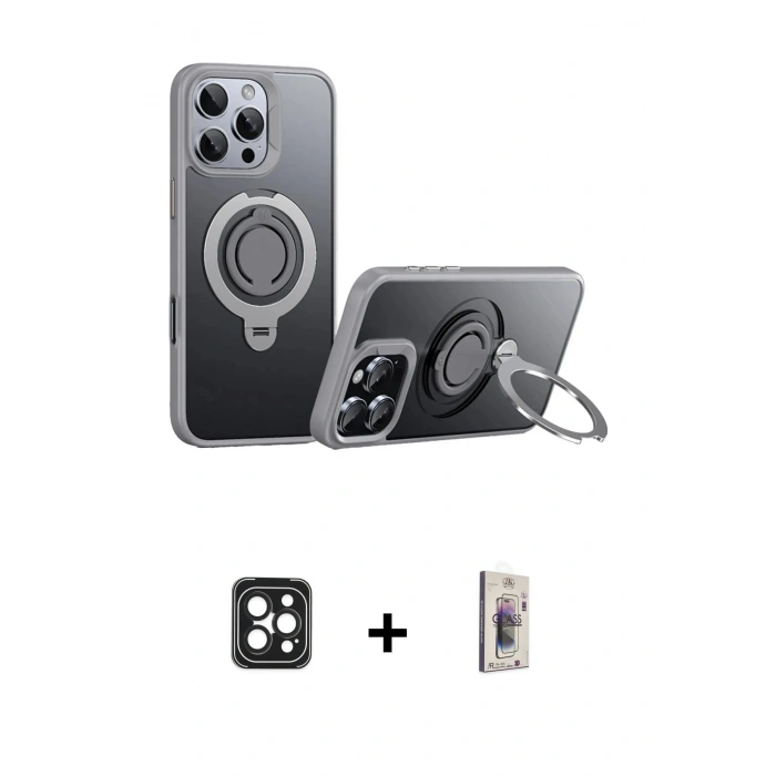 MARSİLYAN™- iPhone 16 Pro Max Kılıf Zirve Çizgi Prime - Siyah Bilvis 3D Cam Ekran Koruyucu + PVD Metal Kamera Lens - SH