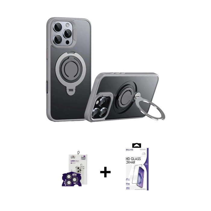 MARSİLYAN™- iPhone 16 Pro Max Kılıf Zirve Çizgi Prime - Siyah Bilvis 3X AR HD Cam Ekran Koruyucu + Bilvis Titan Kamera Lens - TMGI