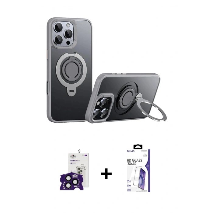 MARSİLYAN™- iPhone 16 Pro Max Kılıf Zirve Çizgi Prime - Siyah Bilvis 3X AR HD Cam Ekran Koruyucu + Bilvis Titan Kamera Lens - SH