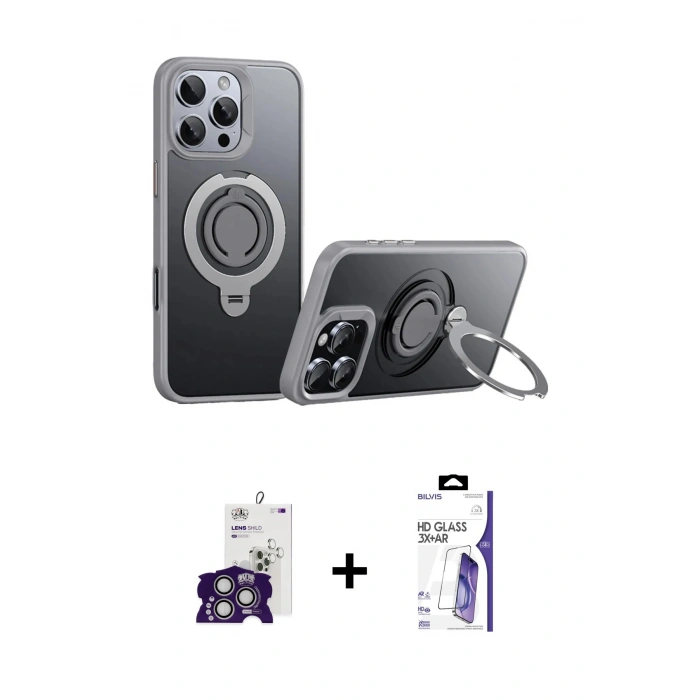 MARSİLYAN™- iPhone 16 Pro Max Kılıf Zirve Çizgi Prime - Siyah Bilvis 3X AR HD Cam Ekran Koruyucu + Bilvis Titan Kamera Lens - GS