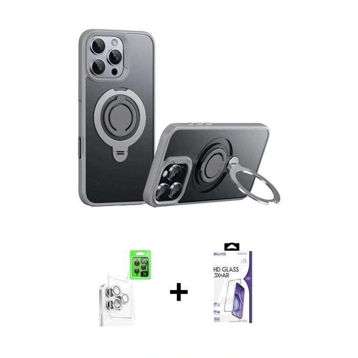 MARSİLYAN™- iPhone 16 Pro Max Kılıf Zirve Çizgi Prime - Siyah Bilvis 3X AR HD Cam Ekran Koruyucu + Raze Metal Kamera Lens - BZ
