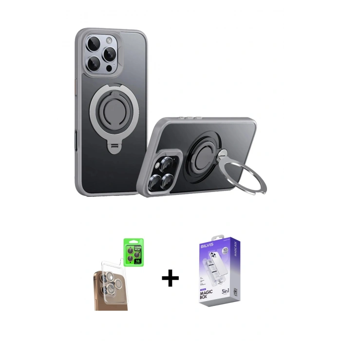 MARSİLYAN™- iPhone 16 Pro Max Kılıf Zirve Çizgi Prime - Siyah Bilvis 5in1 3D Magic Cam Ekran Koruyucu + Raze Metal Kamera Lens - CLTM