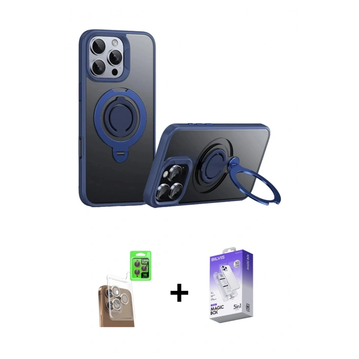 MARSİLYAN™- iPhone 16 Pro Max Kılıf Zirve Çizgi Prime - Siyah Bilvis 5in1 3D Magic Cam Ekran Koruyucu + Raze Metal Kamera Lens - CLTM