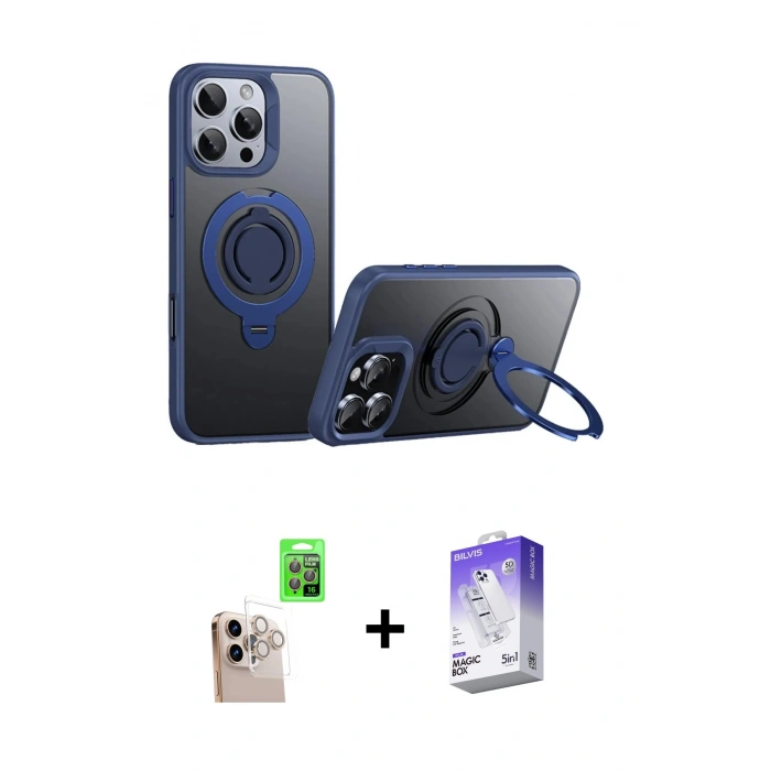 MARSİLYAN™- iPhone 16 Pro Max Kılıf Zirve Çizgi Prime - Siyah Bilvis 5in1 3D Magic Cam Ekran Koruyucu + Raze Metal Kamera Lens - NLGY