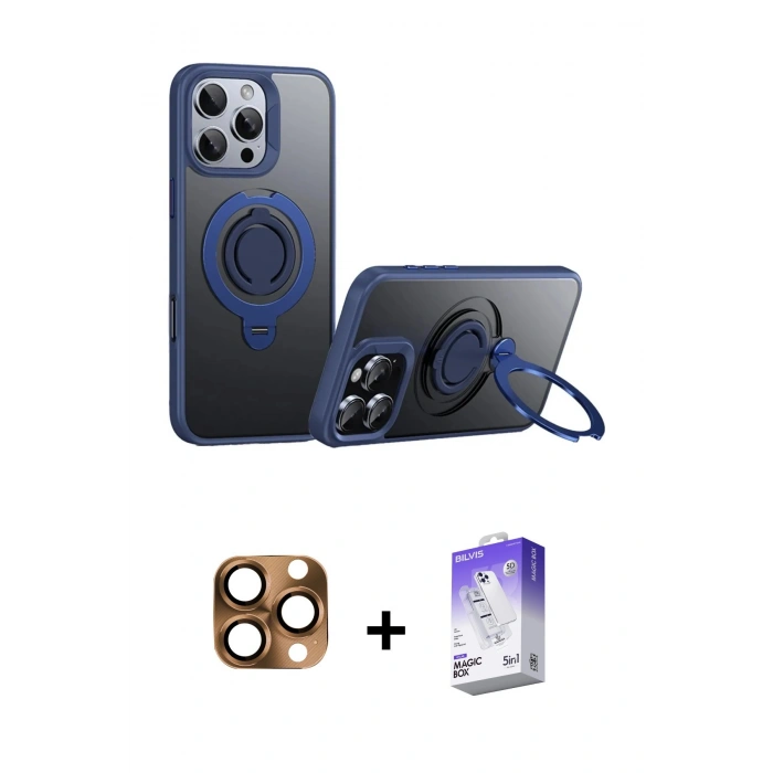 MARSİLYAN™- iPhone 16 Pro Max Kılıf Zirve Çizgi Prime - Siyah Bilvis 5in1 3D Magic Cam Ekran Koruyucu + Pers Alüminyum Kamera Lens - CLTM