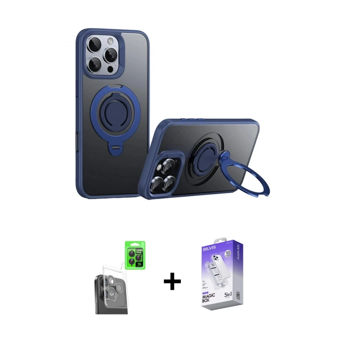 MARSİLYAN™- iPhone 16 Pro Max Kılıf Zirve Çizgi Prime - Siyah Bilvis 5in1 3D Magic Cam Ekran Koruyucu + Raze Metal Kamera Lens - SH