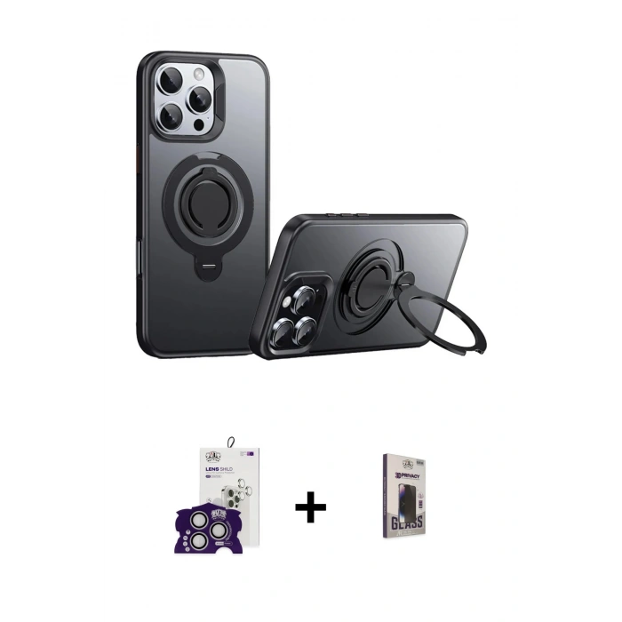 MARSİLYAN™- iPhone 16 Pro Max Kılıf Zirve Çizgi Prime - Siyah Bilvis Hayalet Cam Ekran Koruyucu + Bilvis Titan Kamera Lens - GS