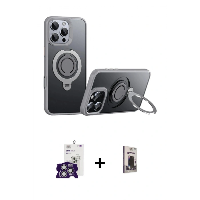 MARSİLYAN™- iPhone 16 Pro Max Kılıf Zirve Çizgi Prime - Siyah Bilvis Hayalet Cam Ekran Koruyucu + Bilvis Titan Kamera Lens - GS