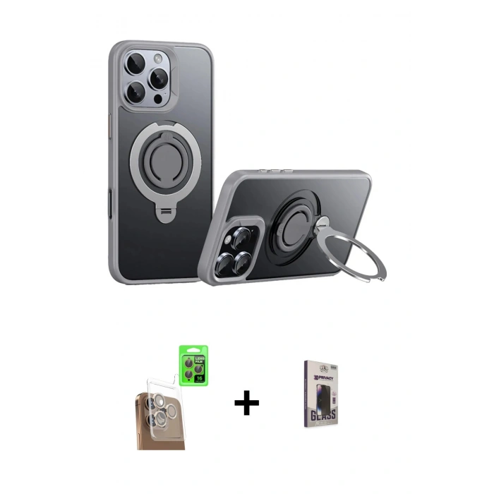 MARSİLYAN™- iPhone 16 Pro Max Kılıf Zirve Çizgi Prime - Siyah Bilvis Hayalet Cam Ekran Koruyucu + Raze Metal Kamera Lens - CLTM