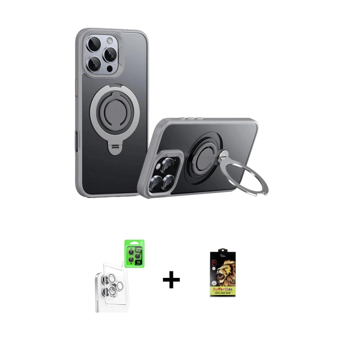 MARSİLYAN™- iPhone 16 Pro Max Kılıf Zirve Çizgi Prime - Siyah Buffer Cam Ekran Koruyucu + Raze Metal Kamera Lens - BZ