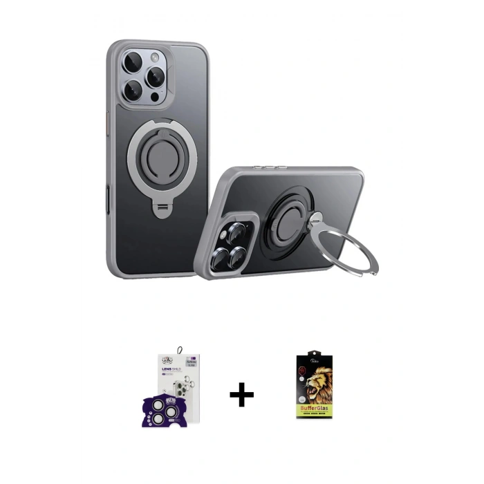 MARSİLYAN™- iPhone 16 Pro Max Kılıf Zirve Çizgi Prime - Siyah Buffer Cam Ekran Koruyucu + Bilvis Titan Kamera Lens - TMGI
