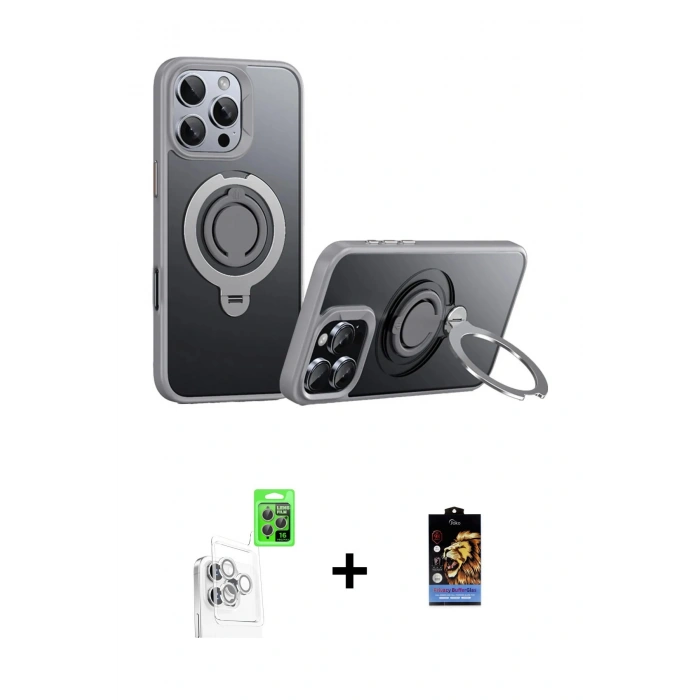 MARSİLYAN™- iPhone 16 Pro Max Kılıf Zirve Çizgi Prime - Siyah Buffer Hayalet Cam Ekran Koruyucu + Raze Metal Kamera Lens - BZ
