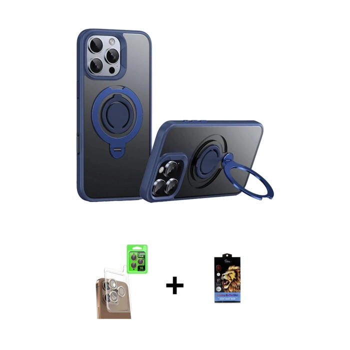 MARSİLYAN™- iPhone 16 Pro Max Kılıf Zirve Çizgi Prime - Siyah Buffer Hayalet Cam Ekran Koruyucu + Raze Metal Kamera Lens - CLTM