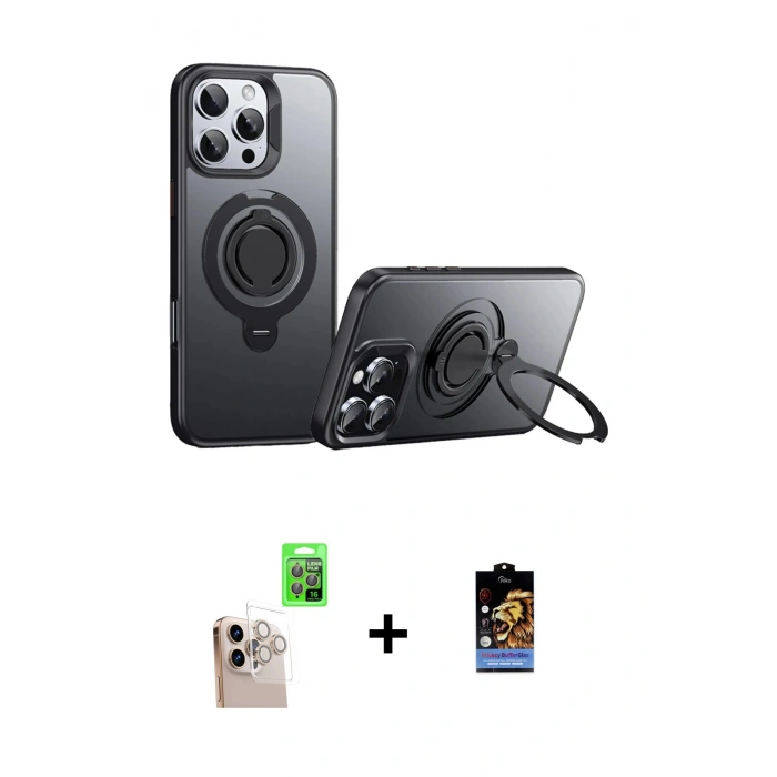 MARSİLYAN™- iPhone 16 Pro Max Kılıf Zirve Çizgi Prime - Siyah Buffer Hayalet Cam Ekran Koruyucu + Raze Metal Kamera Lens - NLGY