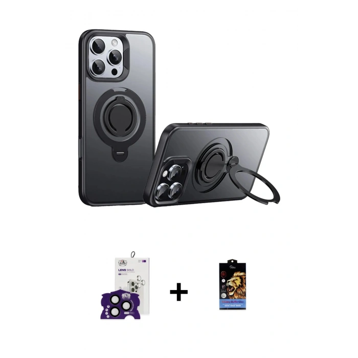 MARSİLYAN™- iPhone 16 Pro Max Kılıf Zirve Çizgi Prime - Siyah Buffer Hayalet Cam Ekran Koruyucu + Bilvis Titan Kamera Lens - SH