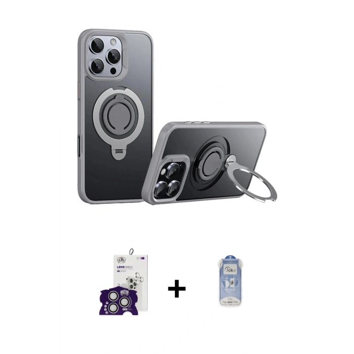 MARSİLYAN™- iPhone 16 Pro Max Kılıf Zirve Çizgi Prime - Siyah Joko Magic 5D Cam + Gümüş Bilvis Titan Kamera Lens