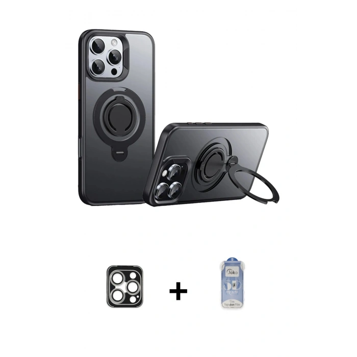 MARSİLYAN™- iPhone 16 Pro Max Kılıf Zirve Çizgi Prime - Siyah Joko Magic 5D Cam + PVD Metal Kamera Lens - GS