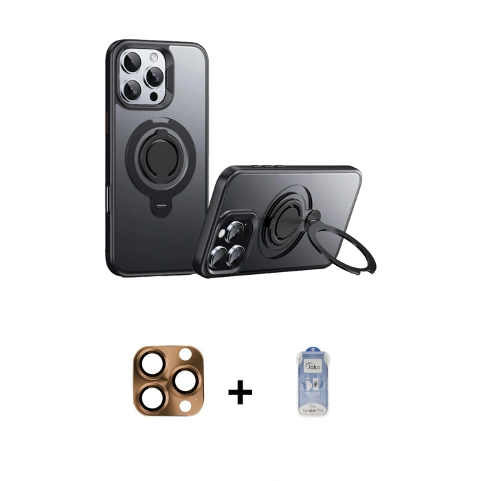 MARSİLYAN™- iPhone 16 Pro Max Kılıf Zirve Çizgi Prime - Siyah Joko Magic 5D Cam + Pers Alüminyum Kamera Lens - CLTM